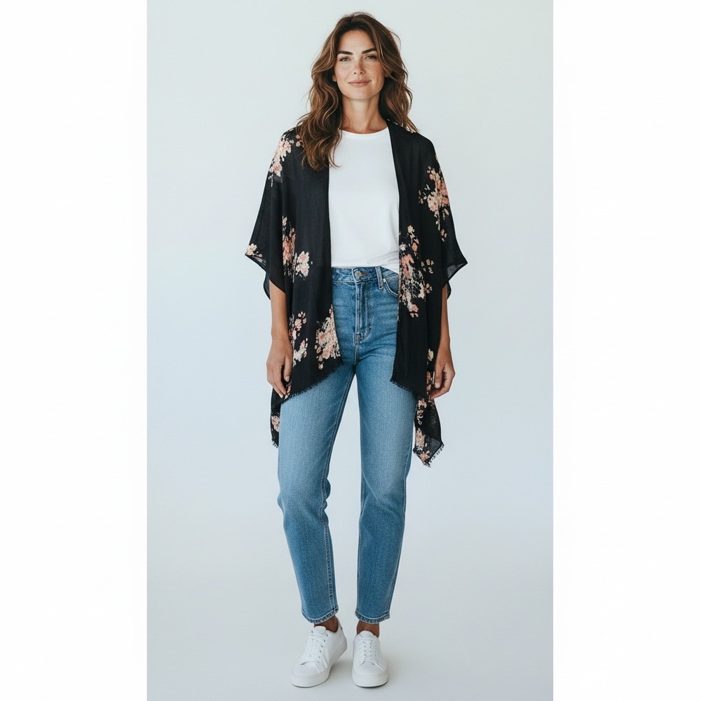 Floral Black Wrap/Scarf